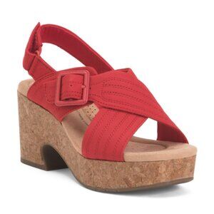 CLARKS Wide Leather Nerisa West Comfort Sandals